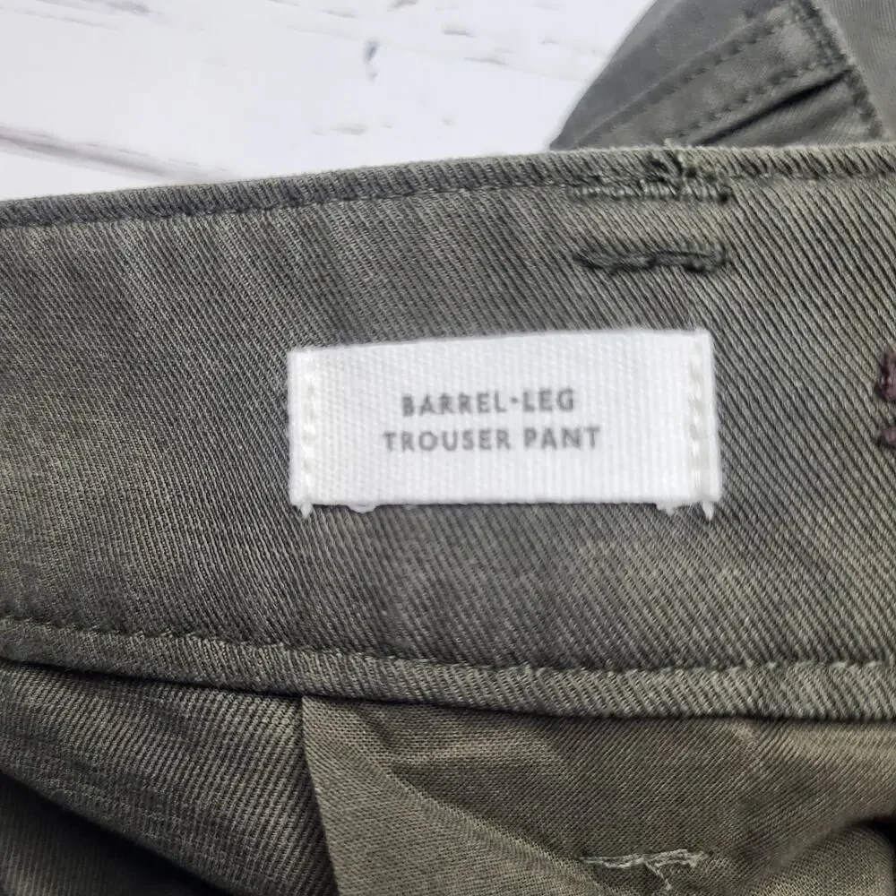 Madewell Barrel Trouser Pants Drapey Twill Olive Green Pleated Minimalist 10 - Picture 9 of 11